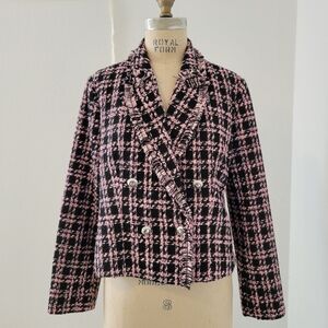 Women's Pink and Black Tweed Jacket